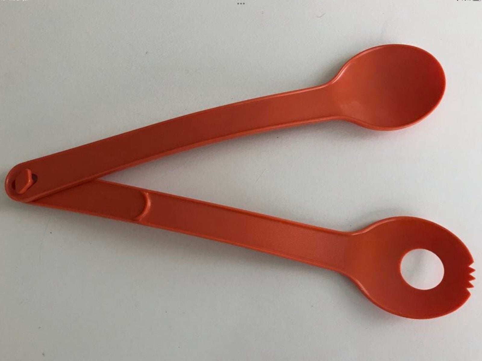 Tupperware retro vintage slabesteksalade sla bestek oranje, Ophalen of Verzenden, Zo goed als nieuw, Oranje