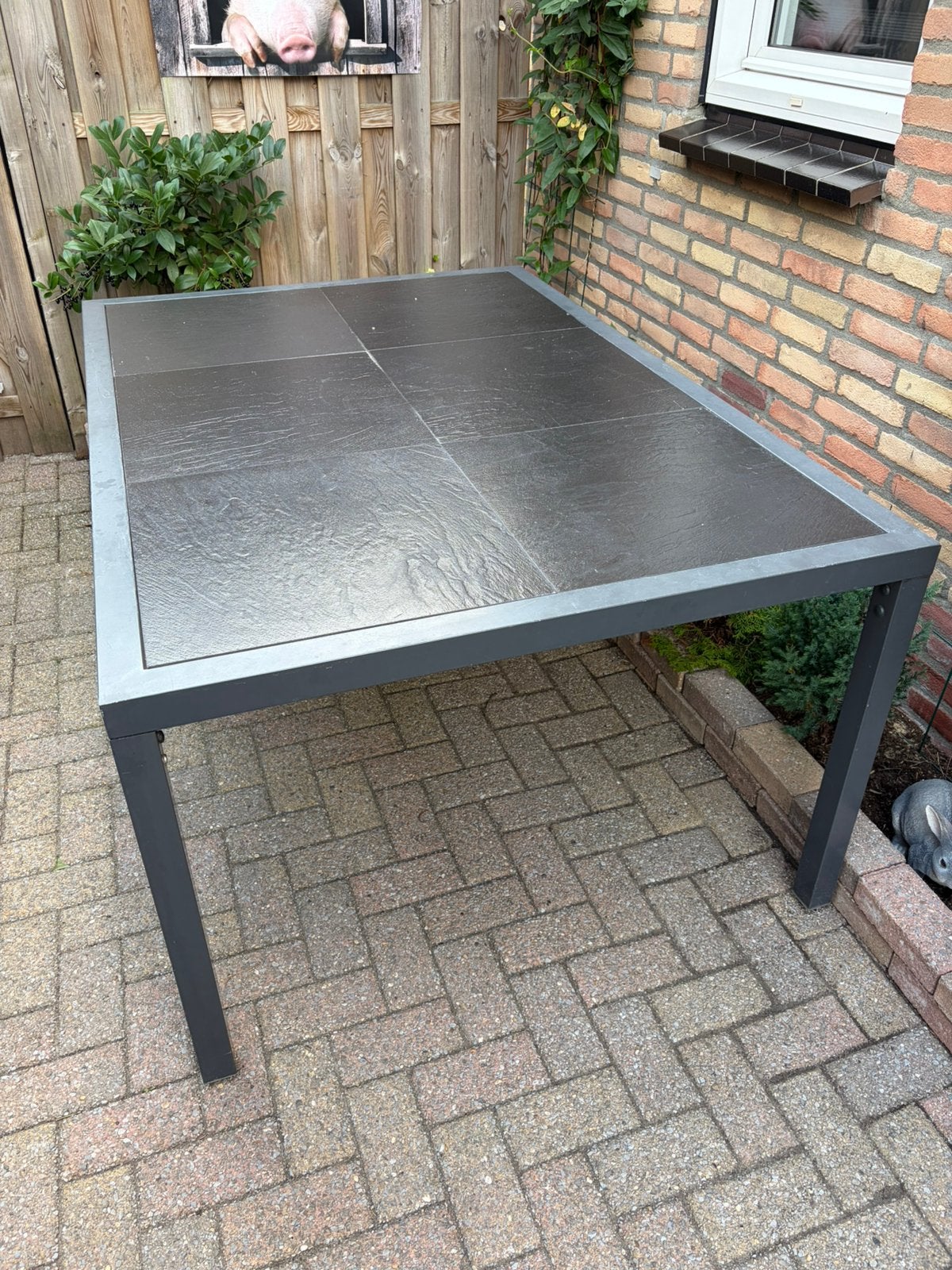 Tuin/balkontafel 160x110x75 cm met tegelblad, Ophalen, Gebruikt, Rechthoekig