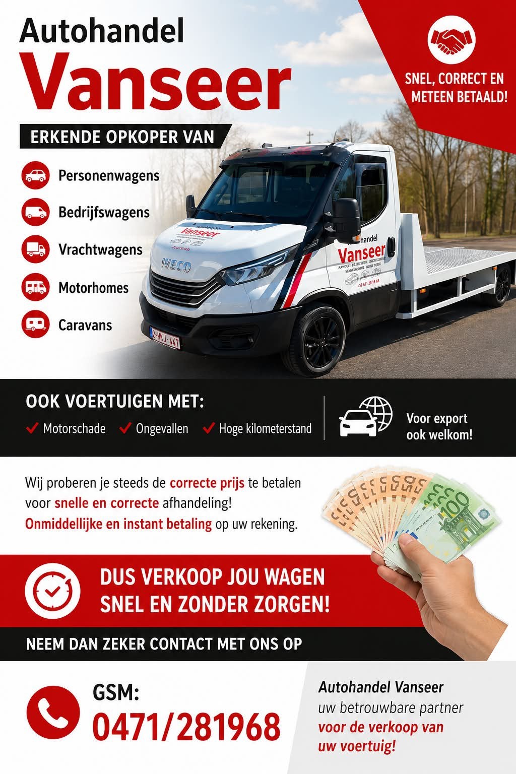 Wij kopen jou voertuig gsm 0471281968, Caravanes & Camping, Achat camping-car