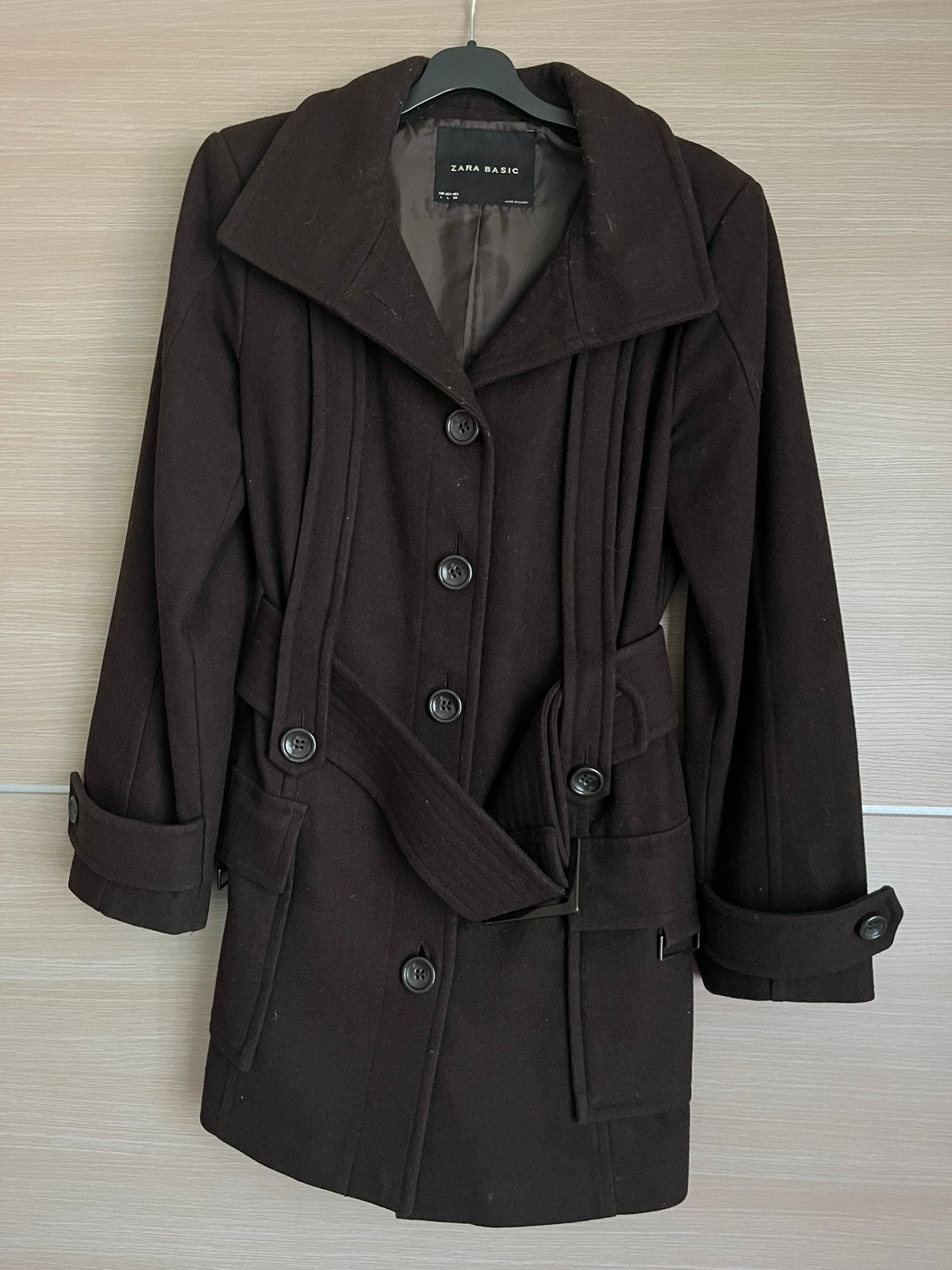 Bruine wollen trenchcoat Zara - maat L, Kleding | Dames, Ophalen of Verzenden, Maat 42/44 (L), Bruin