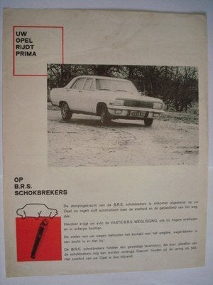 Opel B.R.S. Schokbrekers 1966 Brochure Catalogue Prospekt, Verzenden, Nieuw, Opel