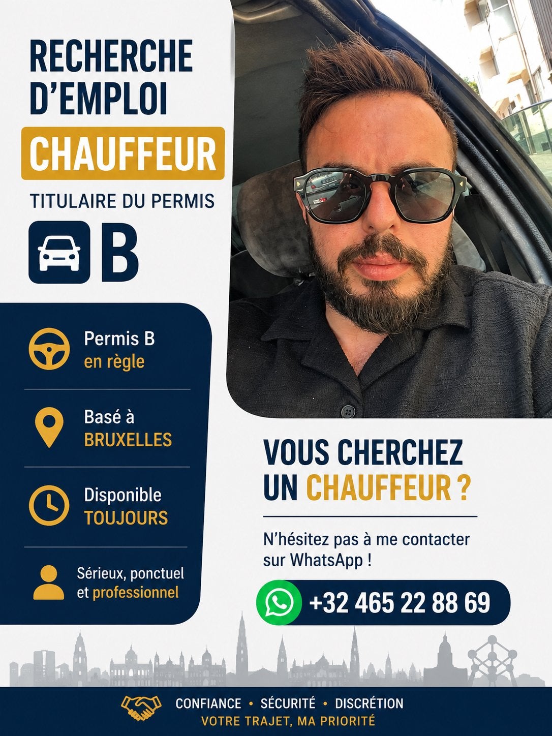 Chauffeur Permis B Disponible Immédiatement à Bruxelles