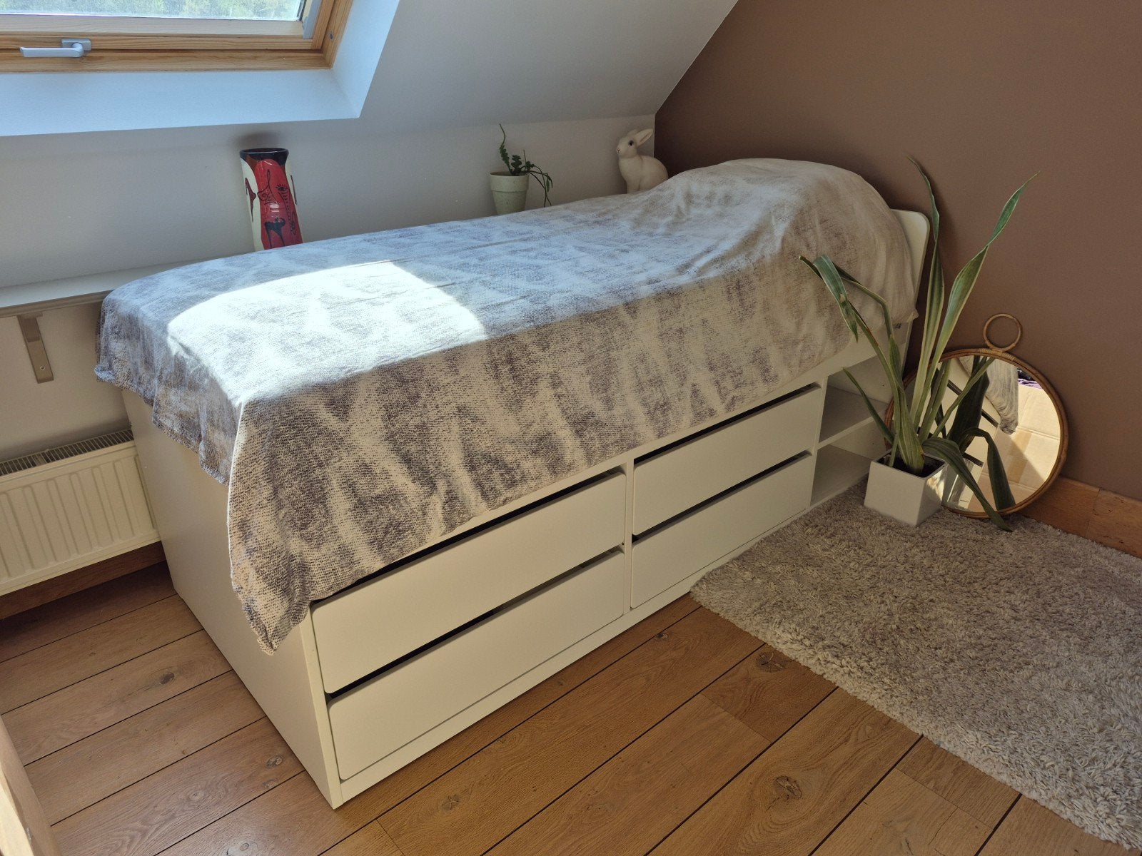 IKEA SLÄKT bed, inclusief lattenbodem en dikke matras, 90 cm, Enlèvement, 200 cm, Blanc
