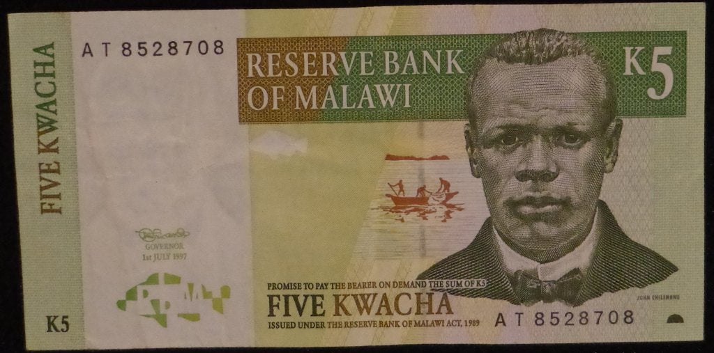 Billet van 5 kwatchas voor Malawi -  01-07-1997, Ophalen