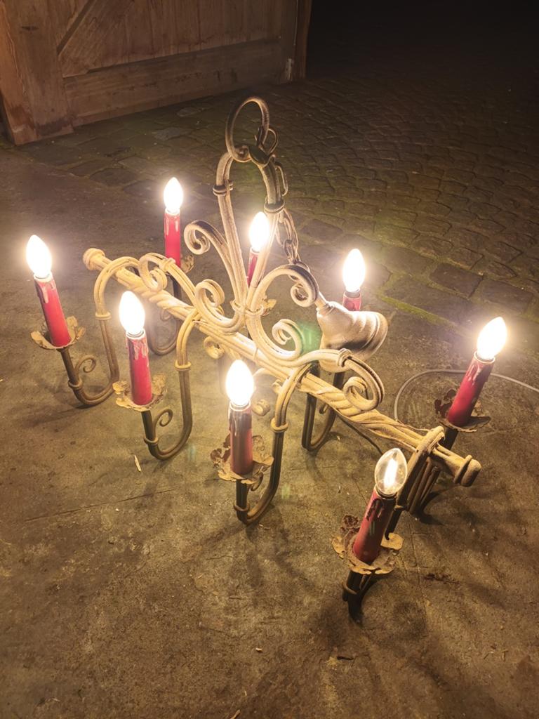 Magnifieke smeedijzeren zware luchter, Antiek en Kunst, Ophalen