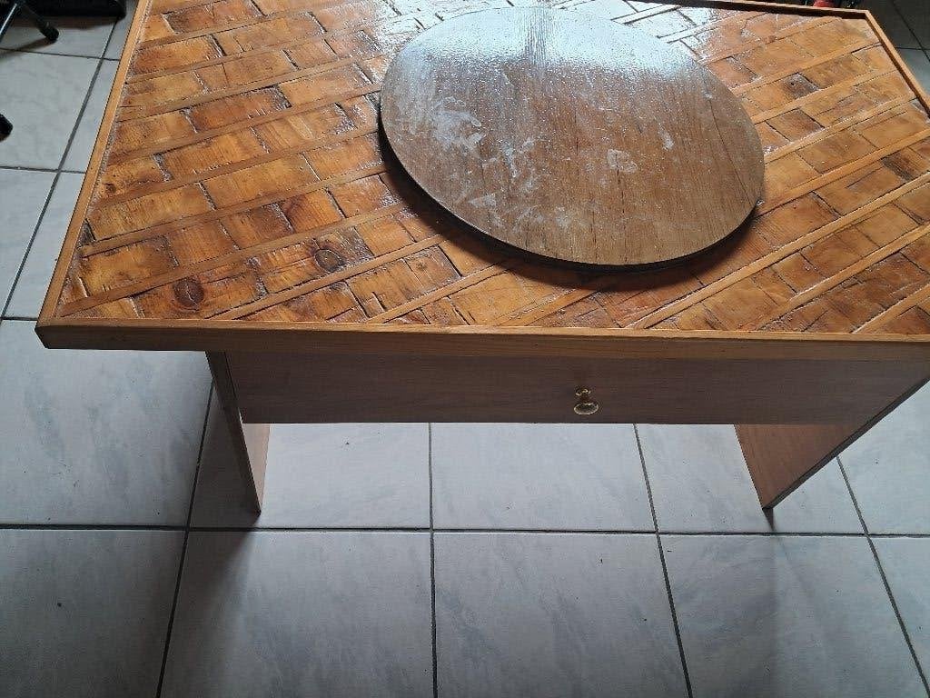 koffietafel, Huis en Inrichting, Ophalen, Minder dan 50 cm, Gebruikt, Bois vernis sur le dessus