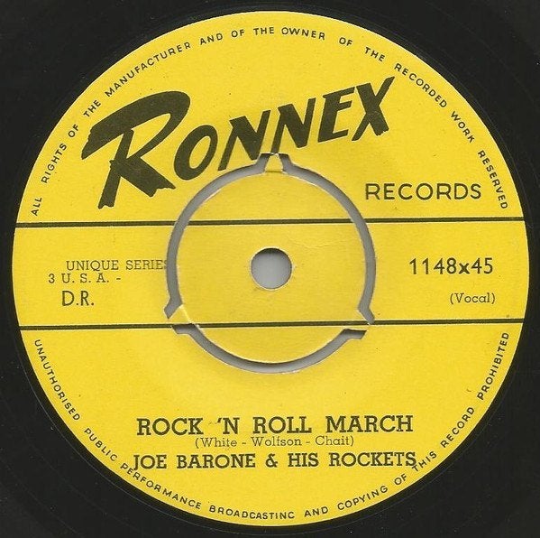 Joe Barone & his rockets Rock 'n roll march - rpm single, Cd's en Dvd's, 7 inch, Ophalen of Verzenden, Zo goed als nieuw, Pop