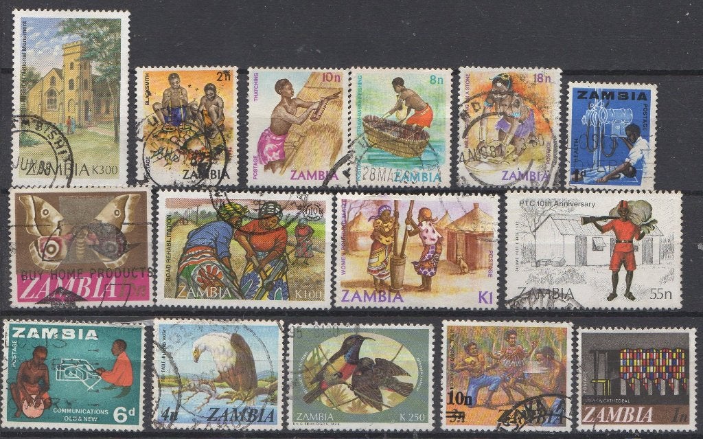 Zambia - Set 15 stuks, Postzegels en Munten, Postzegels | Afrika, Verzenden, Zambia, Gestempeld