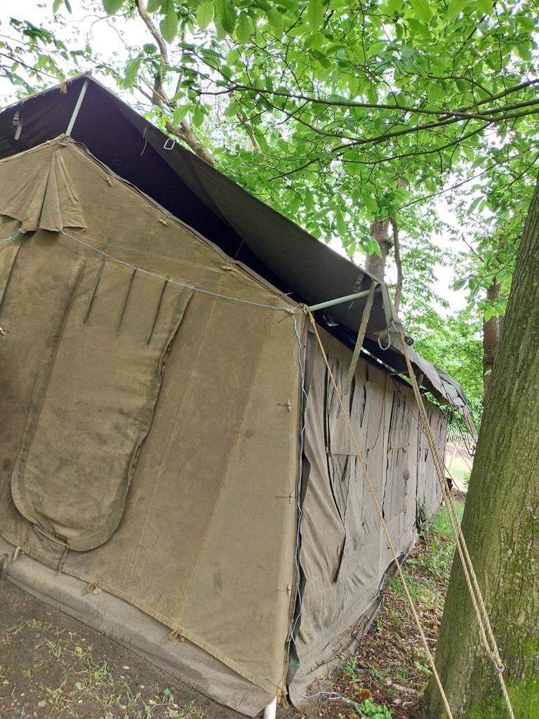 Legertent 10mx5m met dubbel dak en kachel., Ophalen