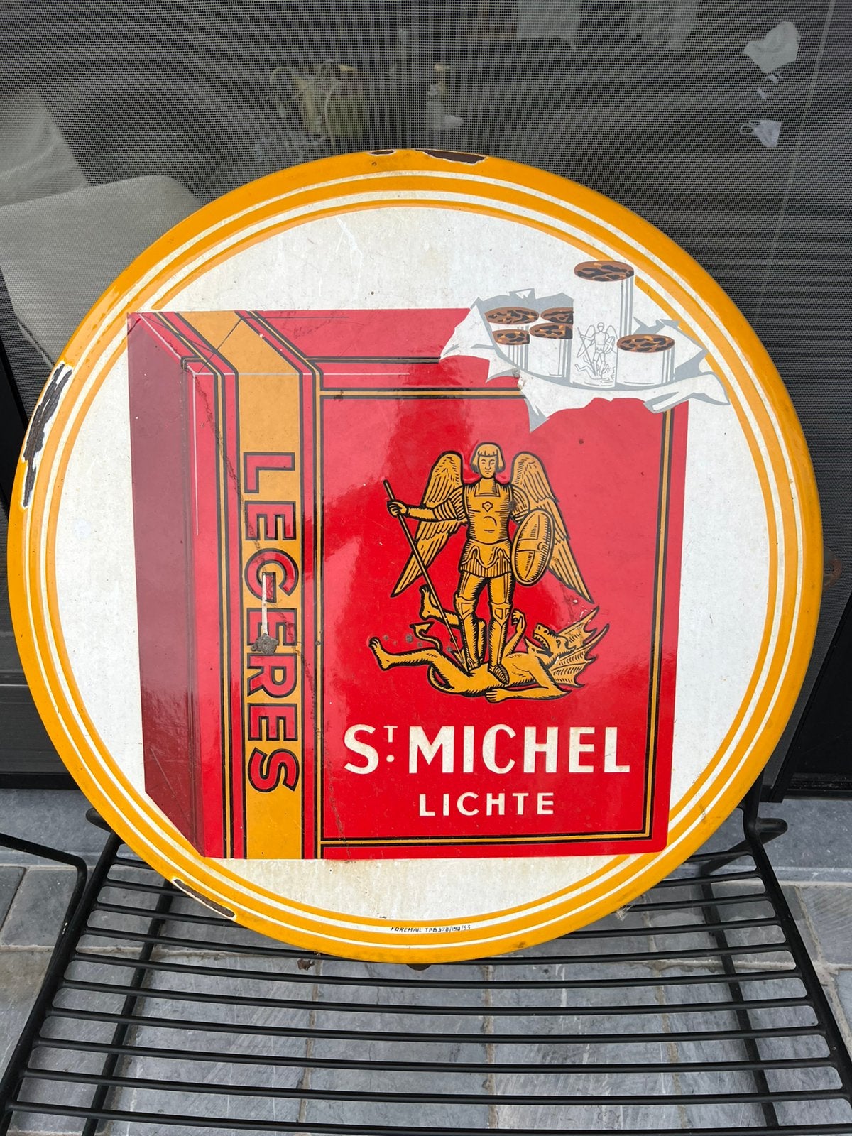 Emaille bord St.Michel, Verzamelen, Ophalen, Gebruikt, Reclamebord