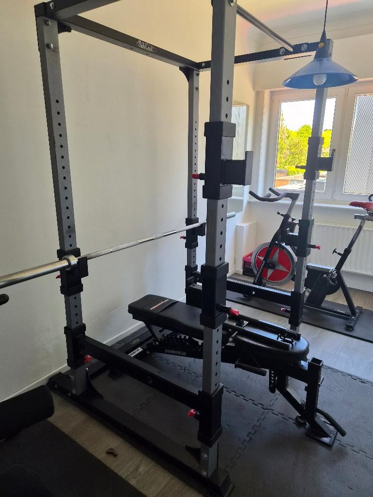 BodyCraft F430 Power Cage + halterstang en dip bars, Sport en Fitness, Ophalen, Gebruikt, Rug
