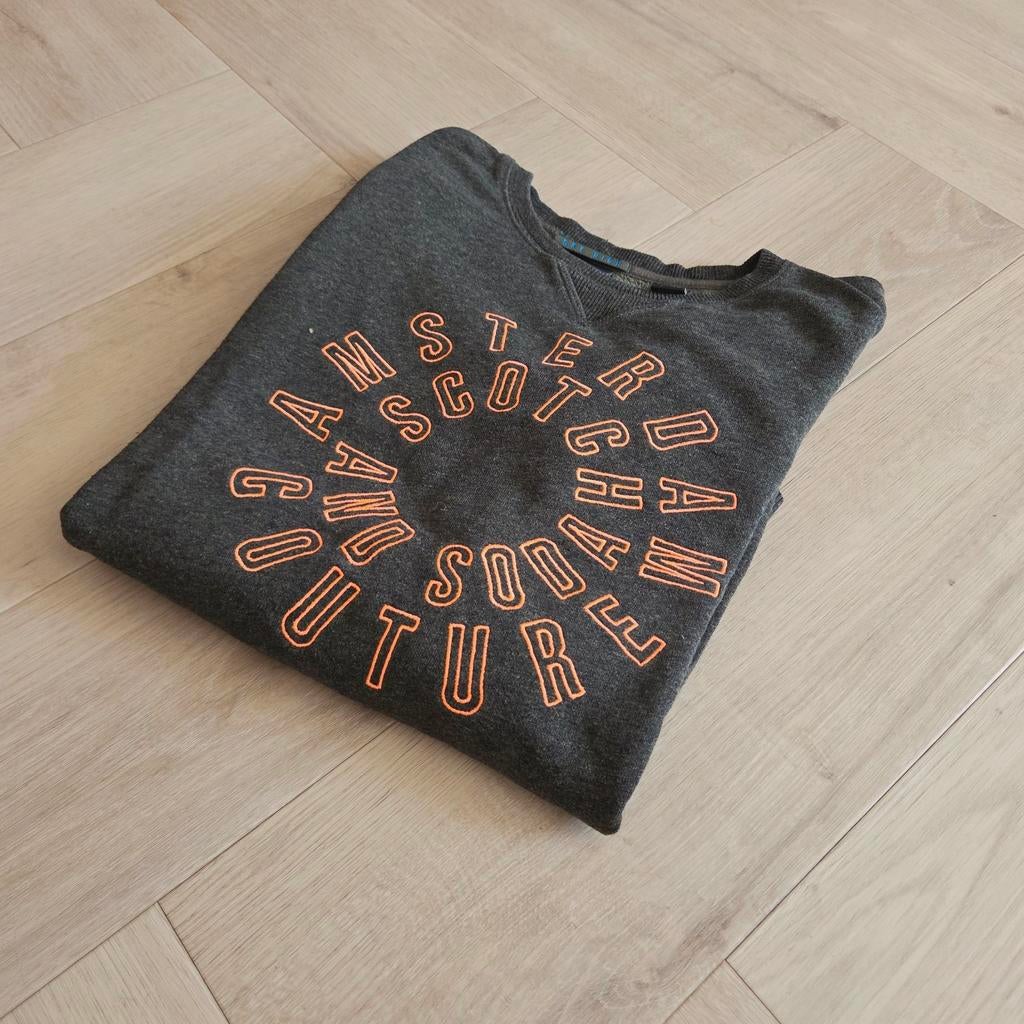 Pull Scotch & Soda vert militaire avec imprimé orange vif ta, Comme neuf, Taille 46 (S) ou plus petite, Orange, Scotch & Soda