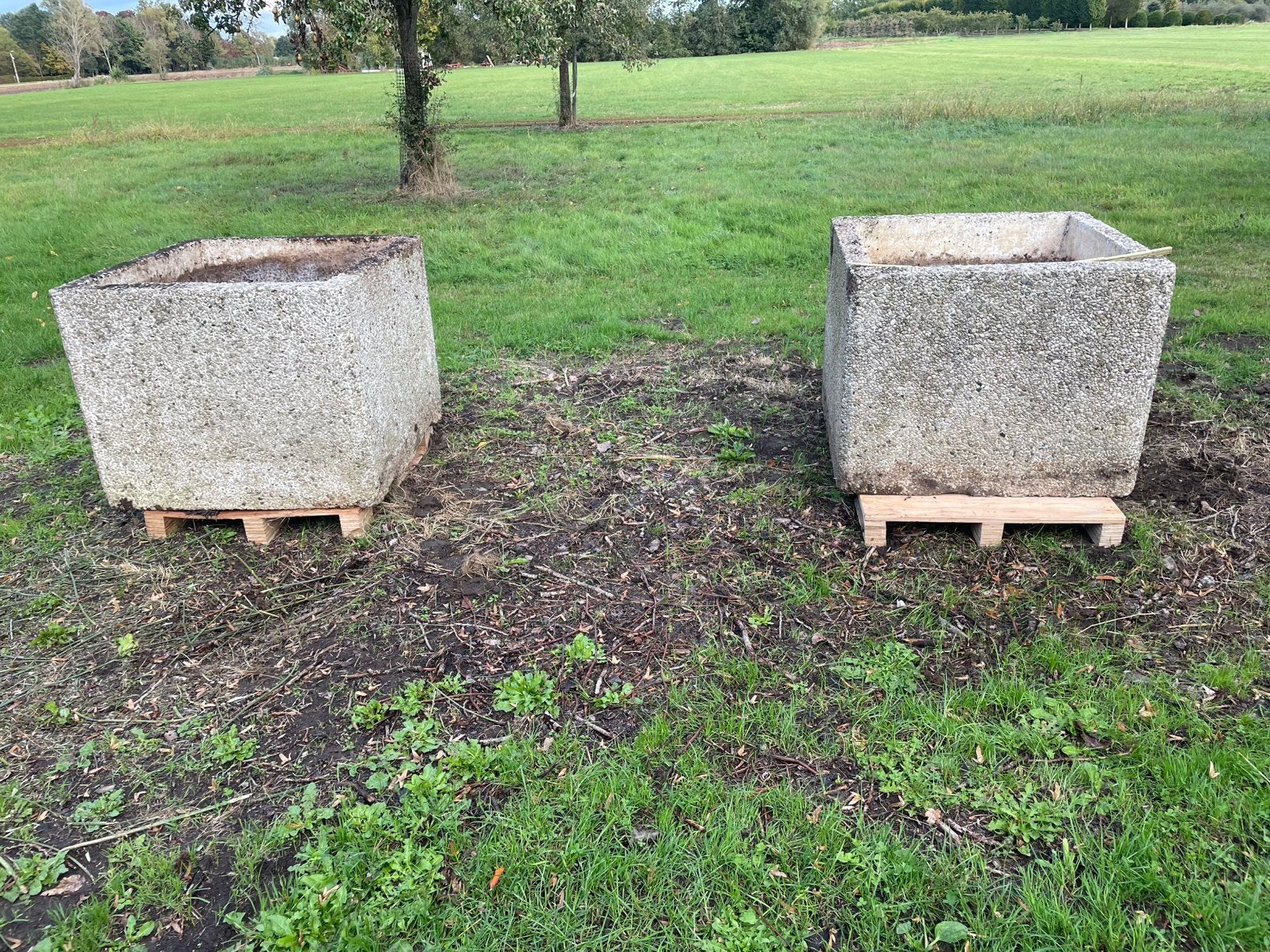 2 plantenbakken beton 1x1m 80 cm hoog, Tuin en Terras, Ophalen, Gebruikt, Beton