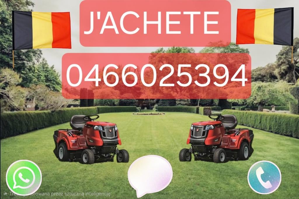 J'ACHETE TOUT LE TYPE DES TRACTEURE TONDEUSE DANS TOUT L'ETA, Enlèvement