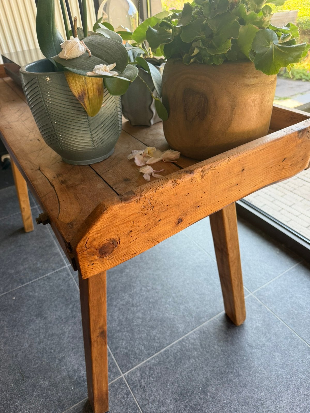 Hongaarse slagerstafel, Huis en Inrichting, Krukjes, Ophalen, Gebruikt, Hout