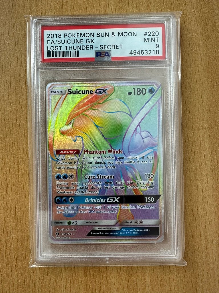 Suicune Gx - Lost Thunder PSA 9, Ophalen of Verzenden, Nieuw, Losse kaart
