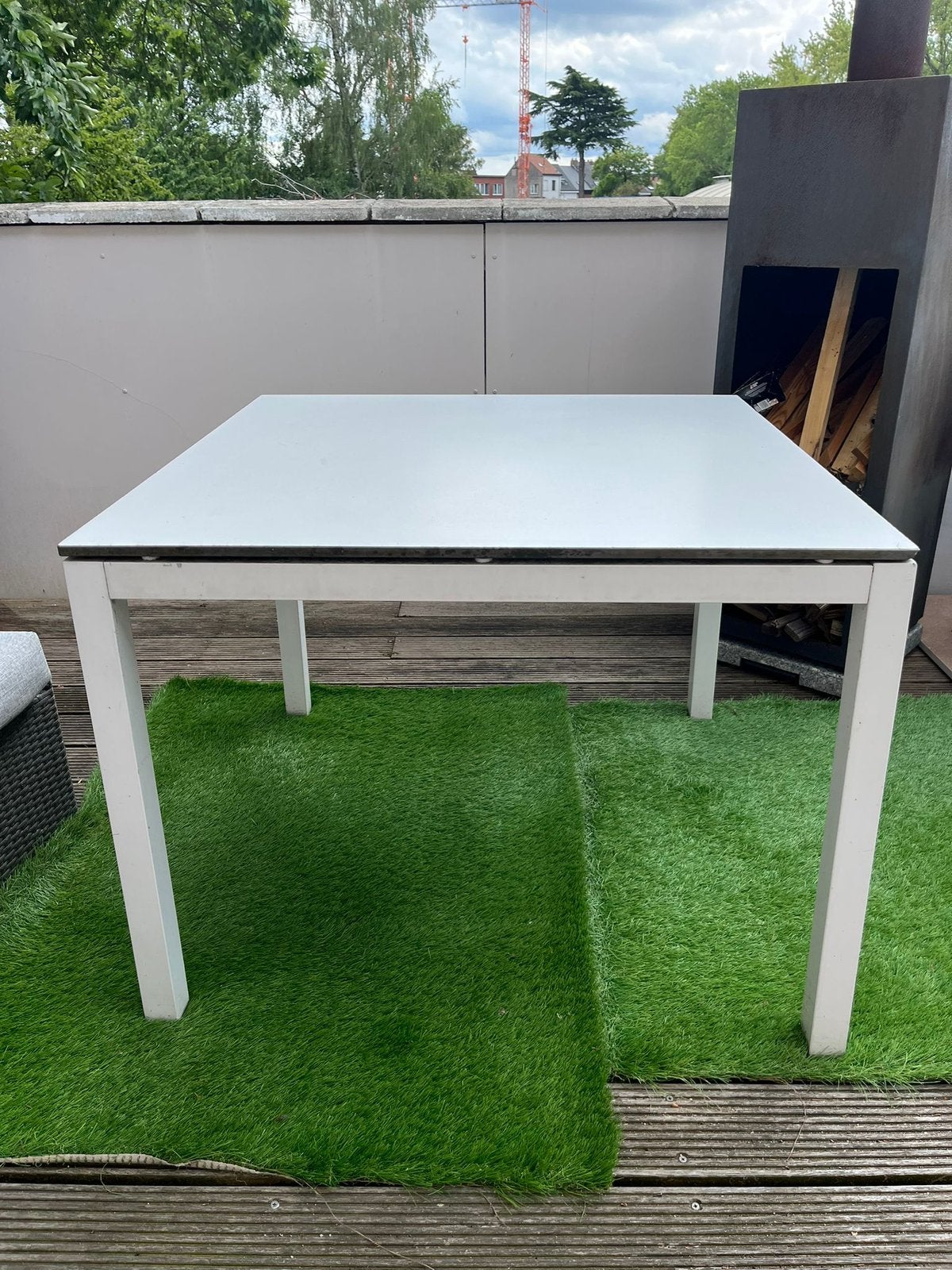 Tuintafel 1 x 1 m, Tuin en Terras, Tuintafels, Ophalen, Gebruikt, Vierkant, Aluminium
