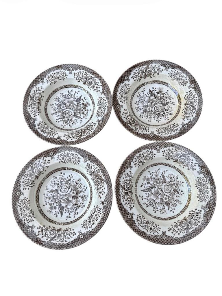 Set van 4 Staffordshire English Ironstone diepe borden, Antiek en Kunst, Ophalen of Verzenden