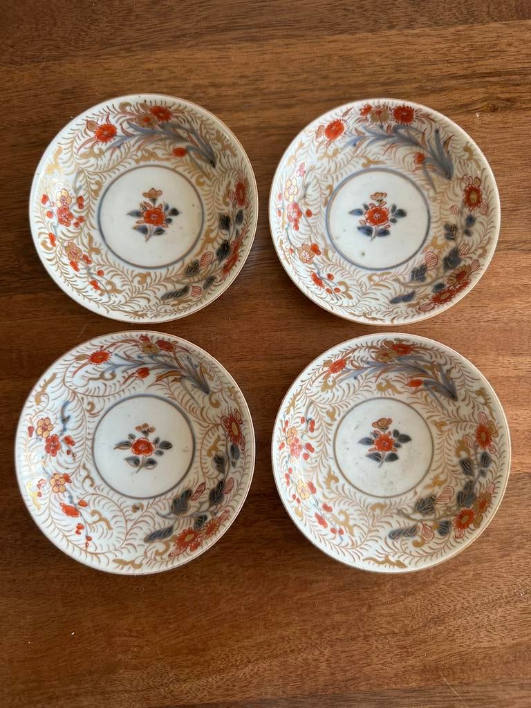 Set van 4 antieke japanse imari porseleinen schoteltjes, Ophalen of Verzenden