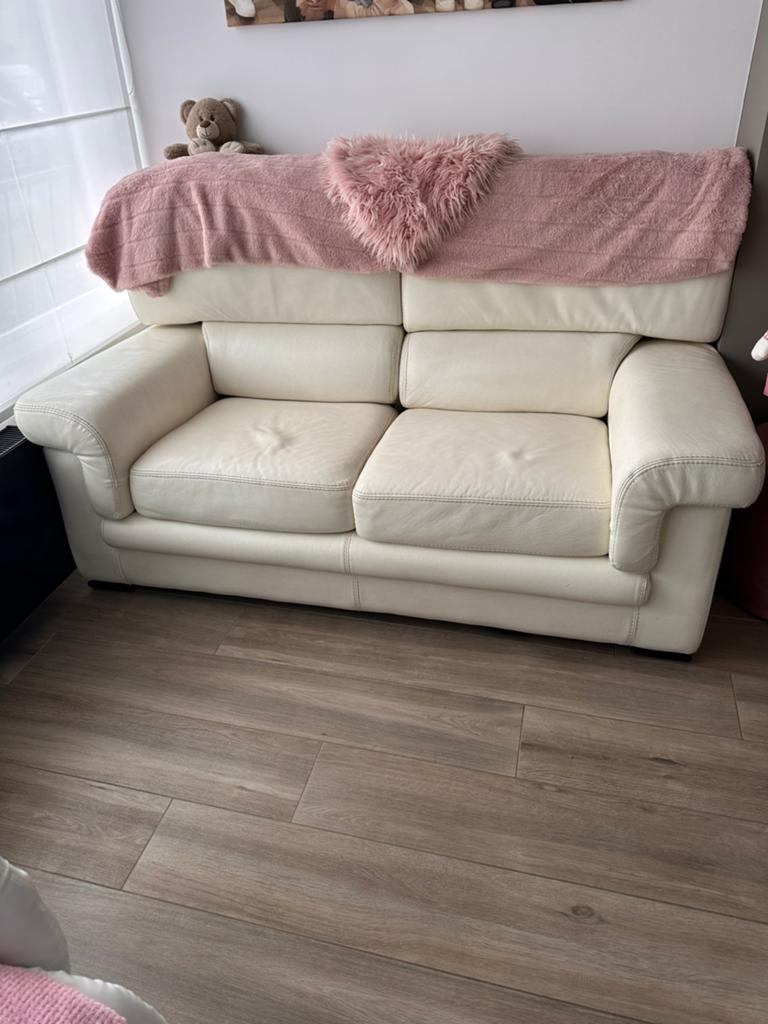 Leren wit zetel, Ophalen, Gebruikt, Leer