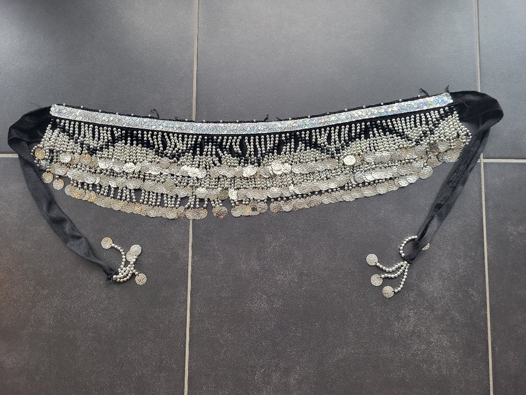Zwarte buikdans  heup sjaal, Ophalen of Verzenden, Gebruikt, Accessoires