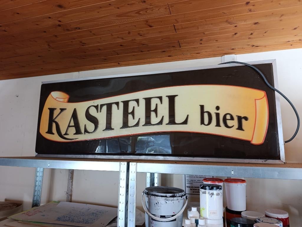 Lichtreclame kasteelbier, Enlèvement, Utilisé, Panneau, Plaque ou Plaquette publicitaire, Autres marques