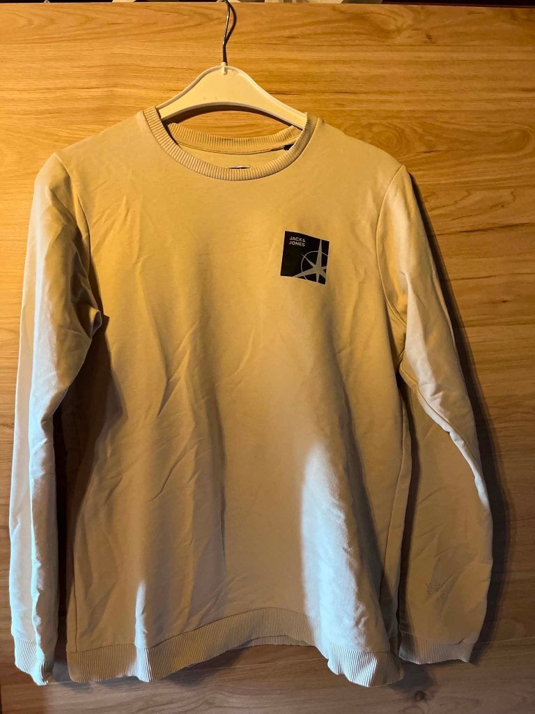sweater met print achter beige creme jack jones 176, Kinderen en Baby's, Kinderkleding | Maat 176, Ophalen of Verzenden, Jack & Jones