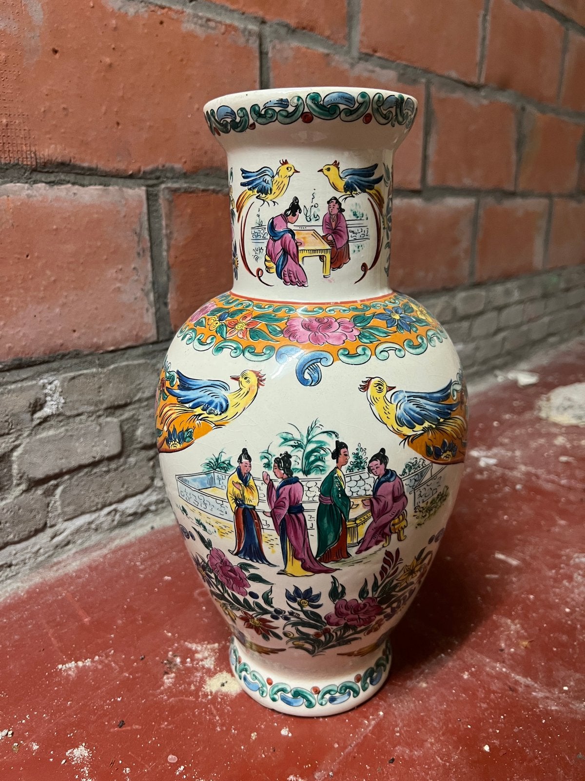 Handbeschilderde vintage vaas met oosterse motieven, Antiek en Kunst, Ophalen