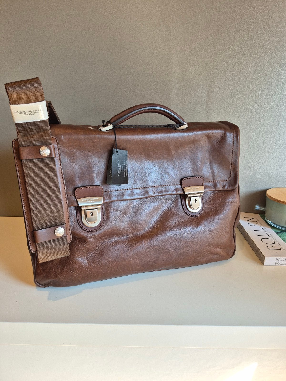 Cartable / Sacoche d'ordinateur en cuir A.G Spalding & Bros, Enlèvement ou Envoi, Cuir
