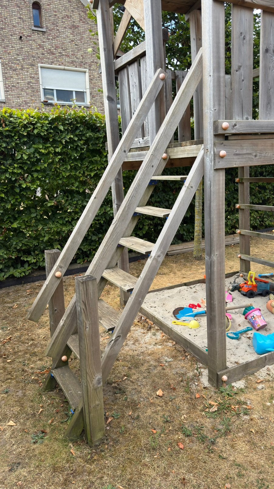 Speeltoren met dubbele schommel, Ophalen, Gebruikt, Glijbaan