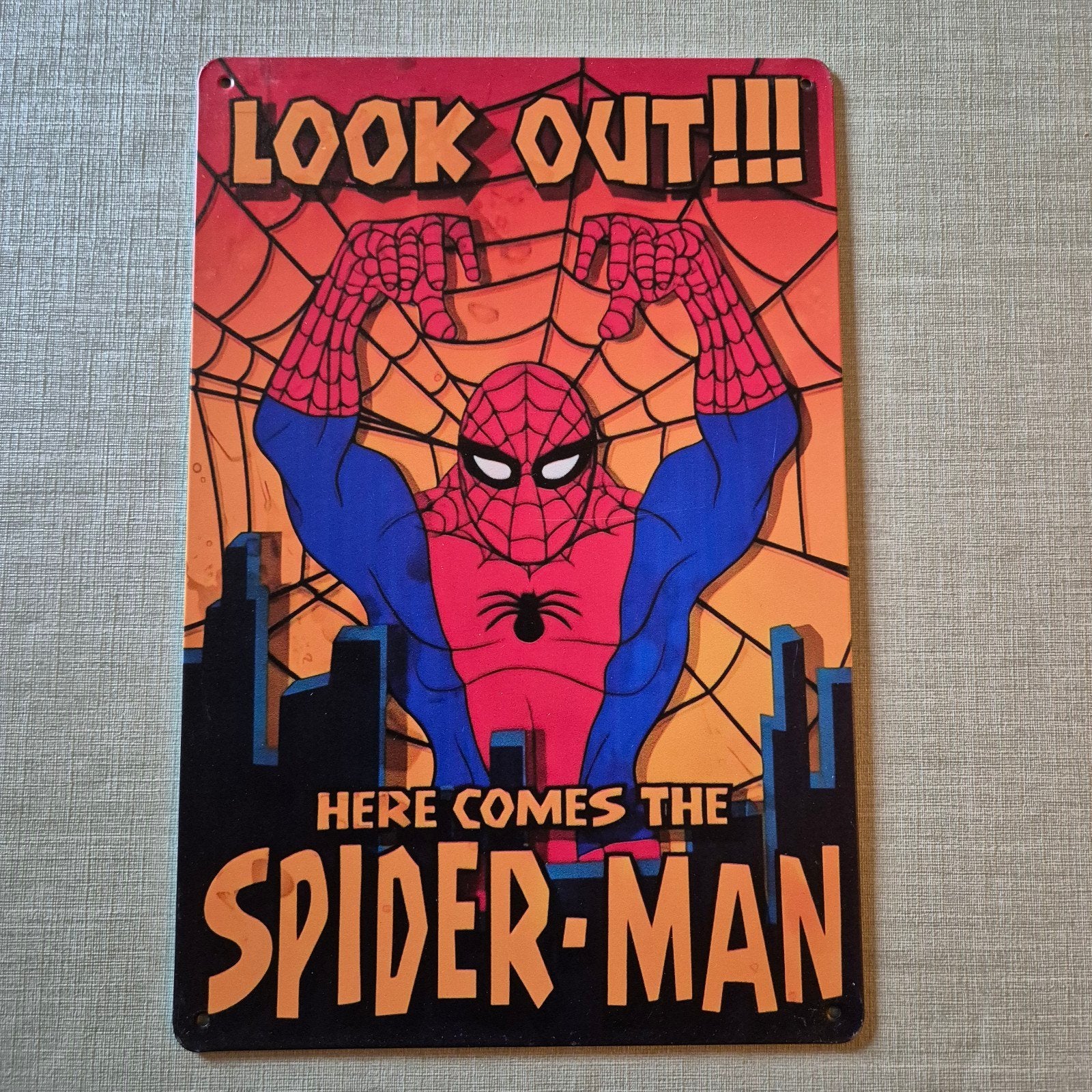 Metalen bord Spiderman, Verzamelen, Ophalen of Verzenden