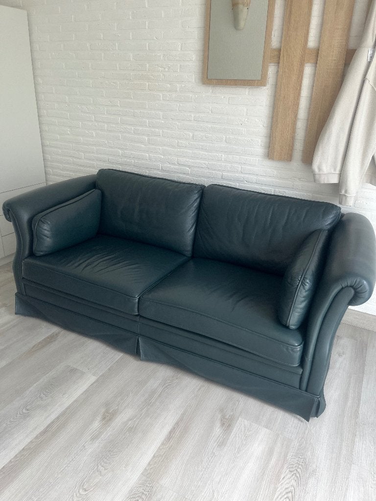 2-zits leren bank, Enlèvement, Utilisé, Vert, Pouf