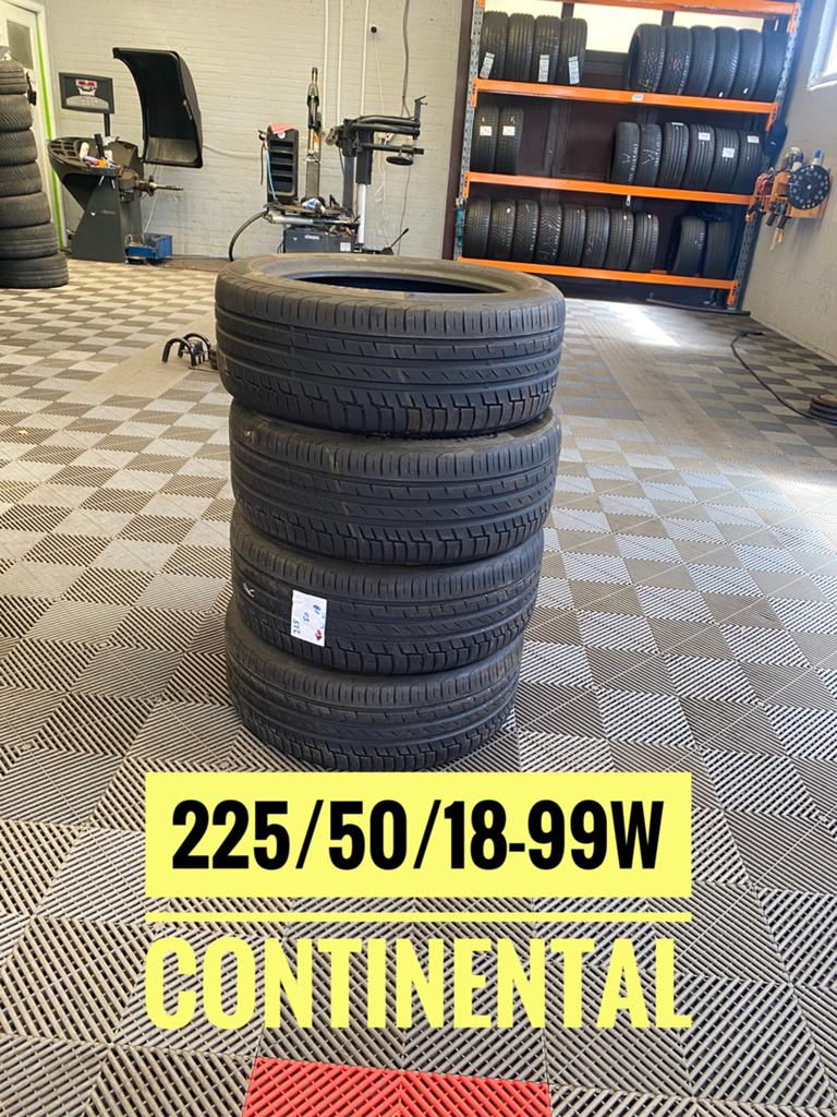 225/50/18-99w continental zomer met monteren 70 eur, Ophalen