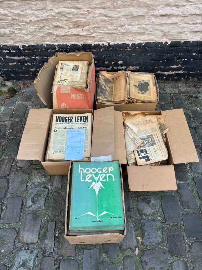 5 boîtes de vieux journaux flamands ('30-'50), Enlèvement, 1920 à 1940, Journal