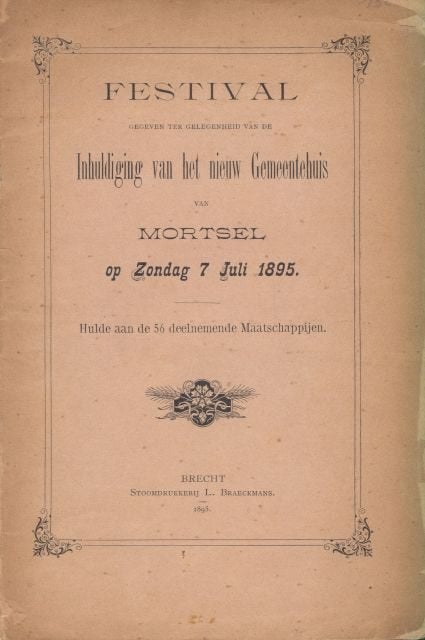 (g166) Mortsel Festival, 1895, Boeken, Ophalen of Verzenden, Gelezen