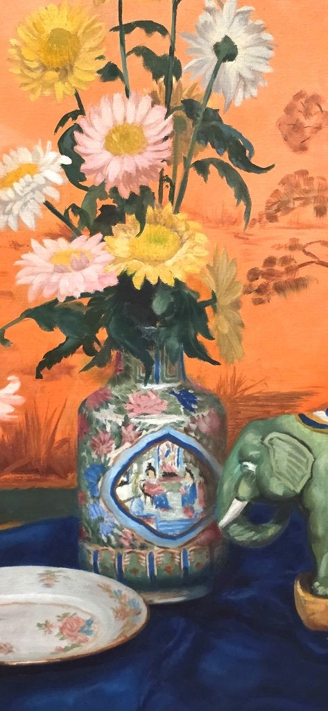 Schilderij Oosterse stijl - A.Van Eeghem, Ophalen of Verzenden, Gesigneerd, Stilleven, Doek