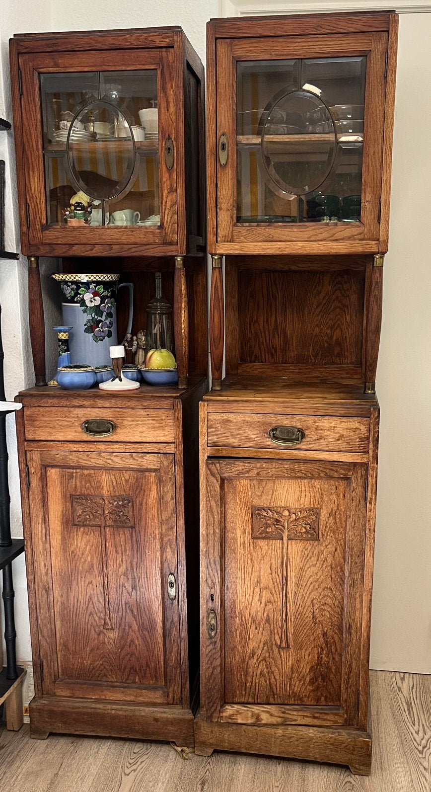 2 mooie vitrinekasten begin 1900 art nouveau, Antiek en Kunst, Ophalen