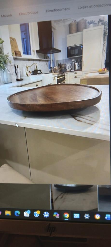 Superbe plateau tournant en bois exotique pour l'ergonomie., Enlèvement ou Envoi, Utilisé, Rond, Bois