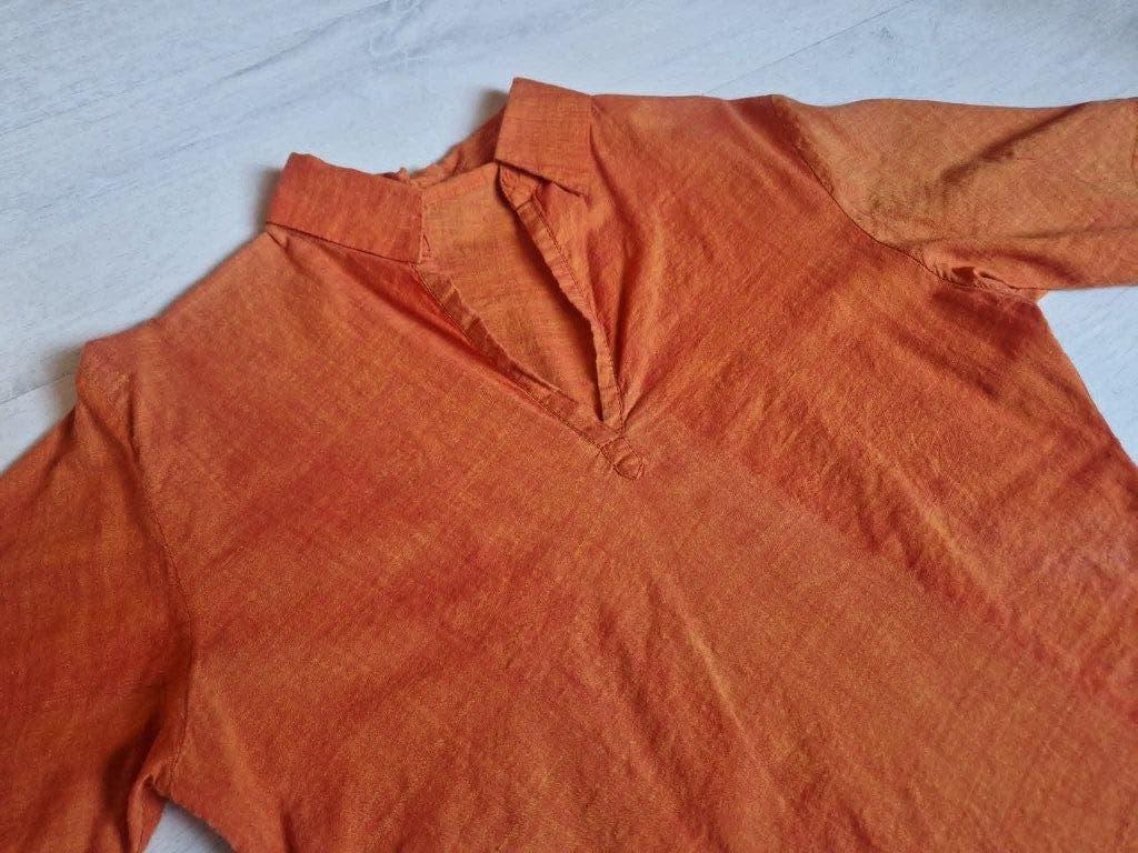 prachtig oranje hemdje in Indisch katoen, Ophalen, Zo goed als nieuw, Maat 38/40 (M), Oranje