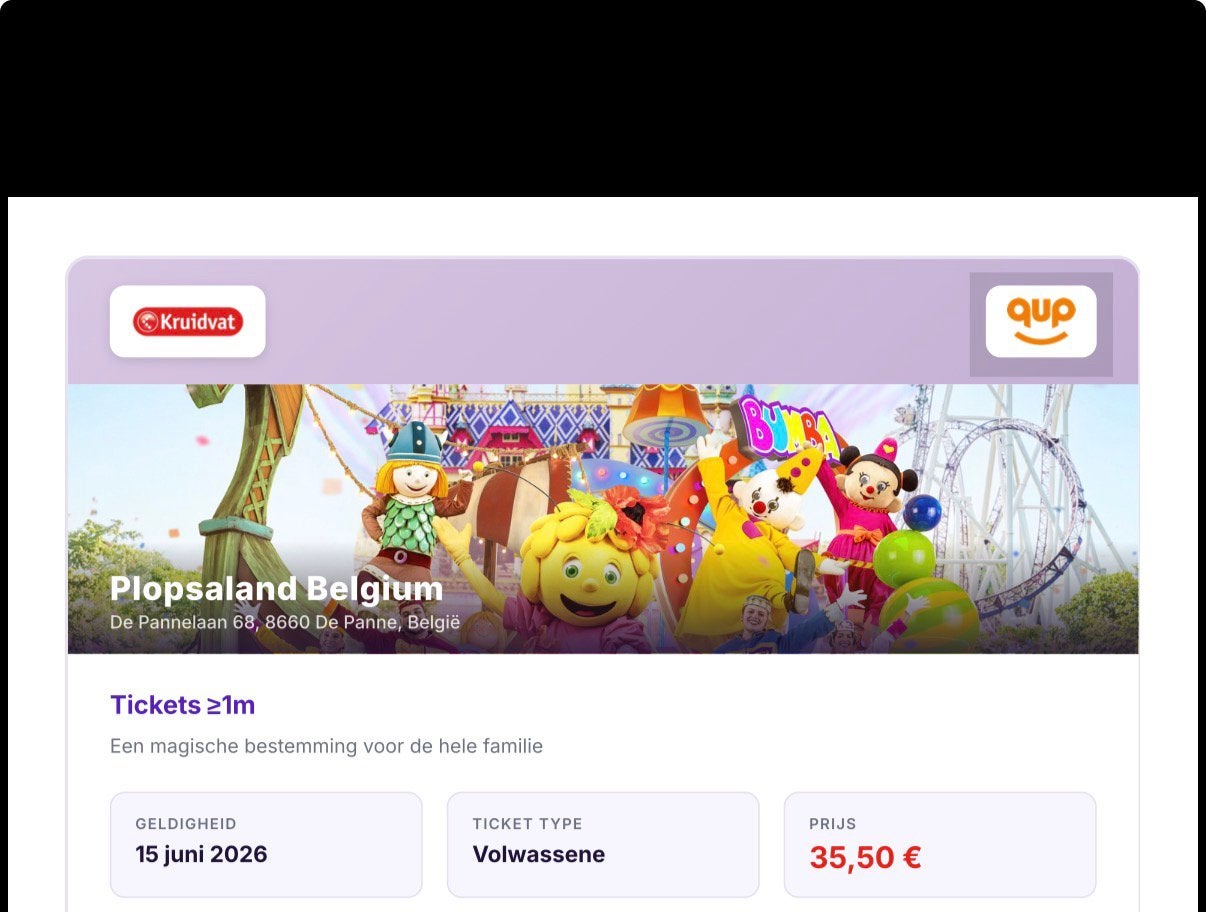 Plopsaland 4 tickets te koop voor 15 juni, Drie personen of meer, Ticket of Toegangskaart