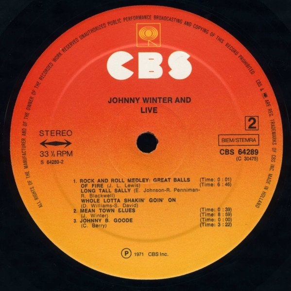 JOHNNY WINTER  LIVE, Cd's en Dvd's, Vinyl | Jazz en Blues, Ophalen, LP, Gebruikt, Fotohoes
