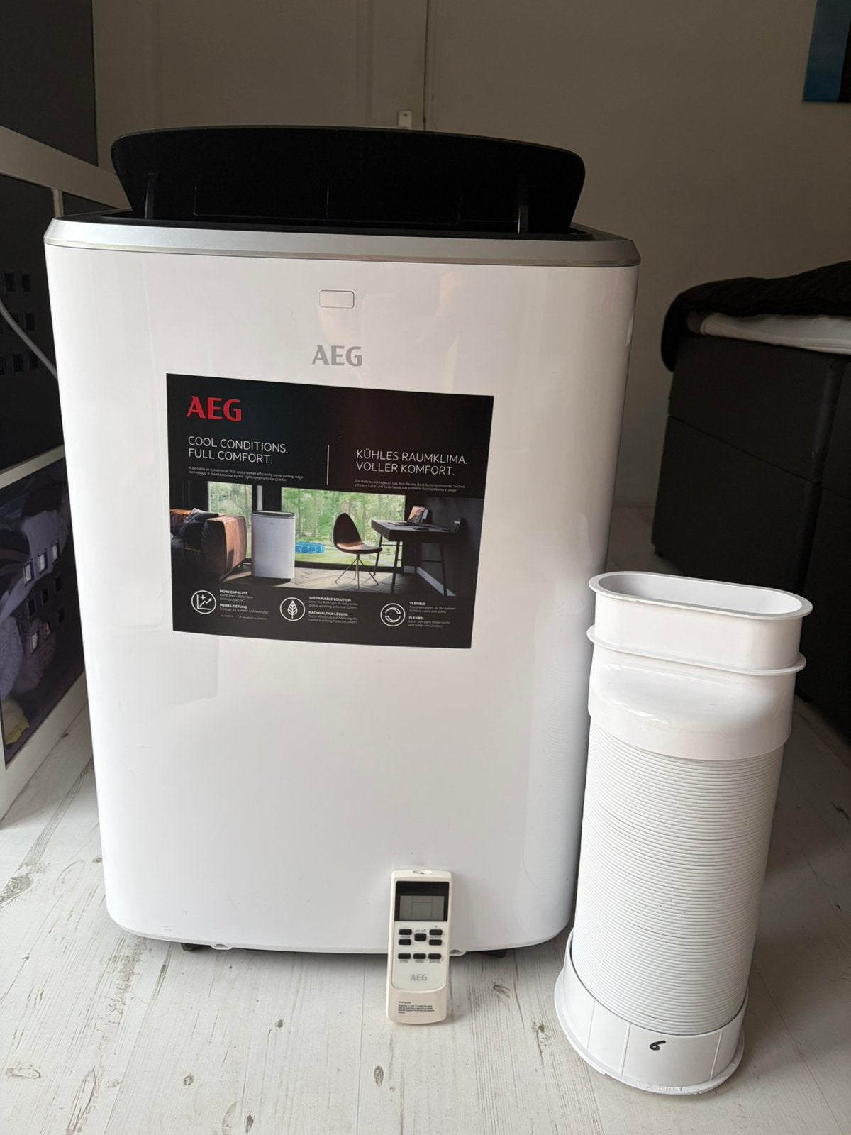 AEG Mobiele Airco 3400W, Elektronische apparatuur, Airco's, Ophalen, Zo goed als nieuw, Koelen en Ontvochtigen, Afstandsbediening