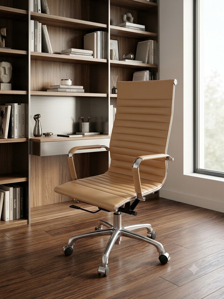 bureaustoel cognac leder, Ophalen, Bureaustoel