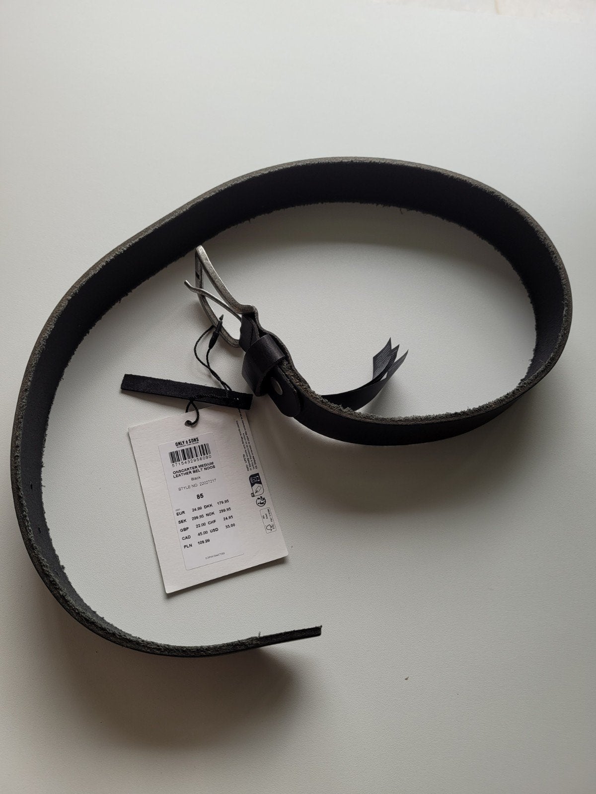 Zwarte lederen riem 85cm - NIEUW, Vêtements | Hommes, Neuf, Cuir véritable, Enlèvement ou Envoi, Moins de 95 cm
