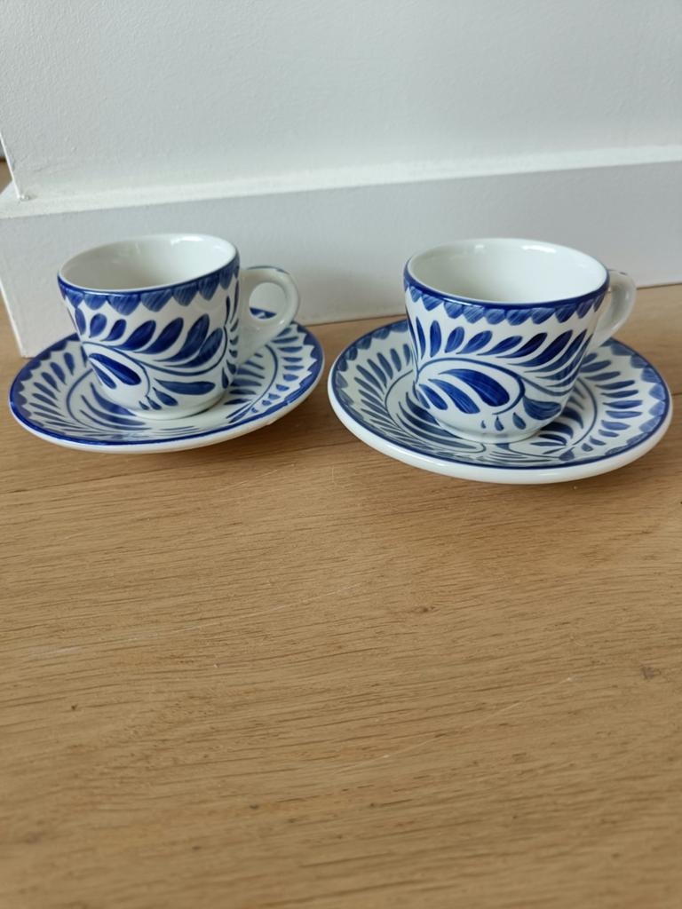 Espresso kopjes en schotels Anfora Puebla blue Mexico, Ophalen