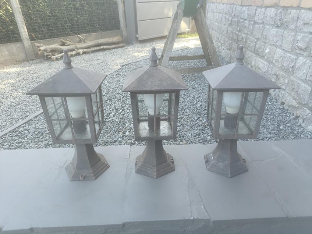 3 identieke buiten verlichting lampen, Antiek en Kunst, Ophalen