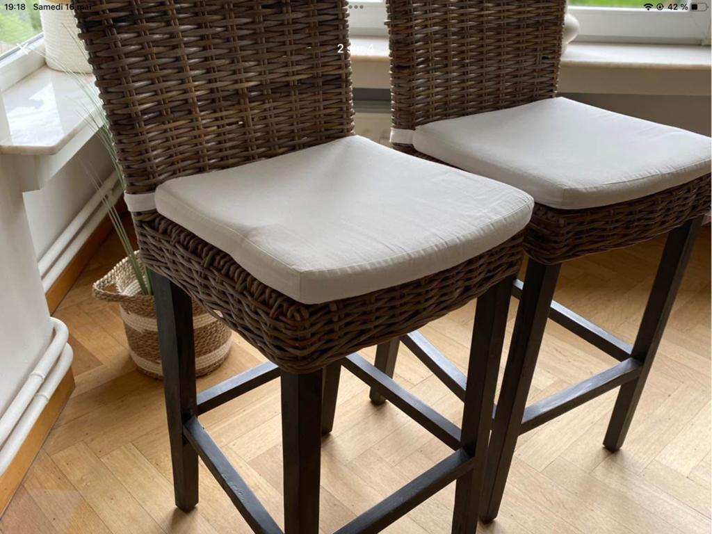 Tabourets de bar rotin cosy, Ophalen, Gebruikt, 60 tot 90 cm, Riet