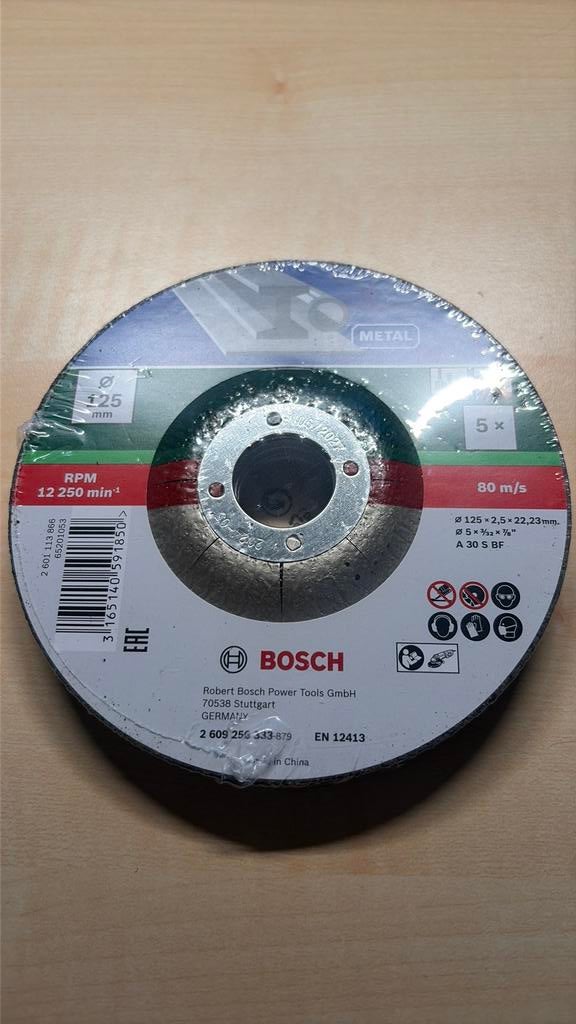 5 disques meulage metal 125 mm BOSCH neufs sous cellophane, Enlèvement, Comme neuf
