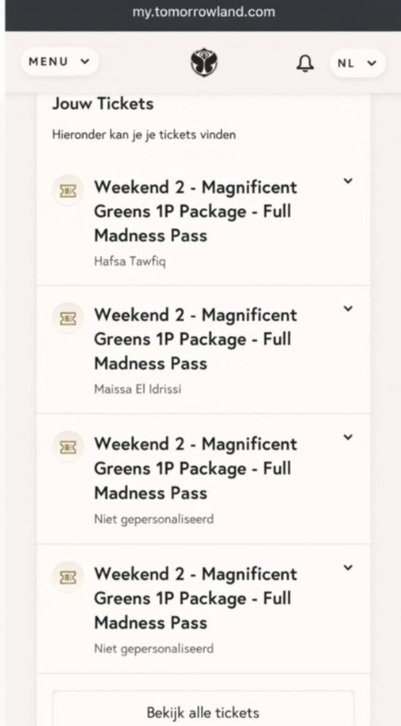 1 ticket Tomorrowland Magnificent Greens W2 te koop, Eén persoon, Meerdaags
