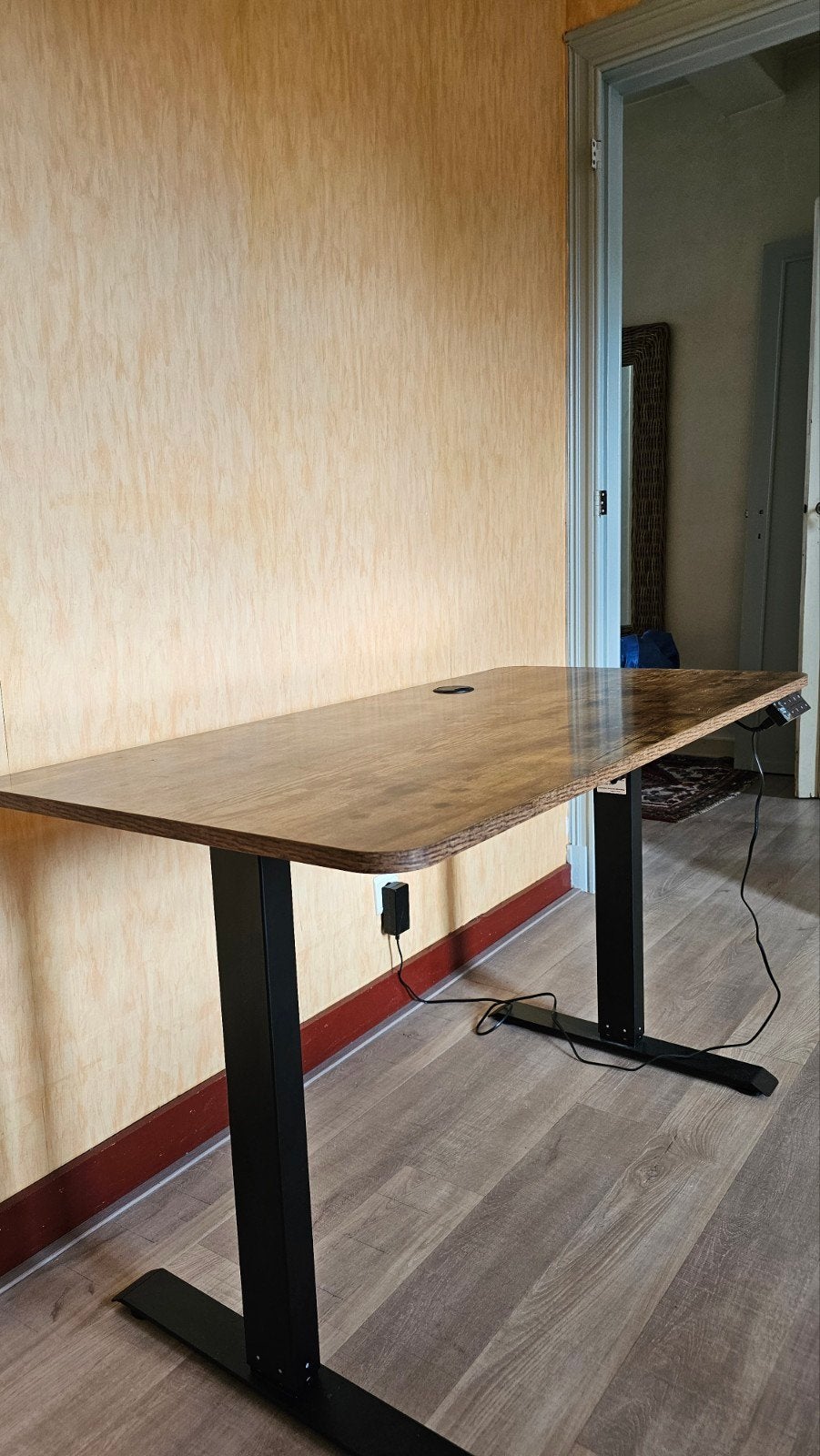 Elektrisch zit-sta bureau 120x60 cm – vintage bruin, Maison & Meubles, Bureaux, 120 cm, Électrique, Bureau assis-debout, Vintage